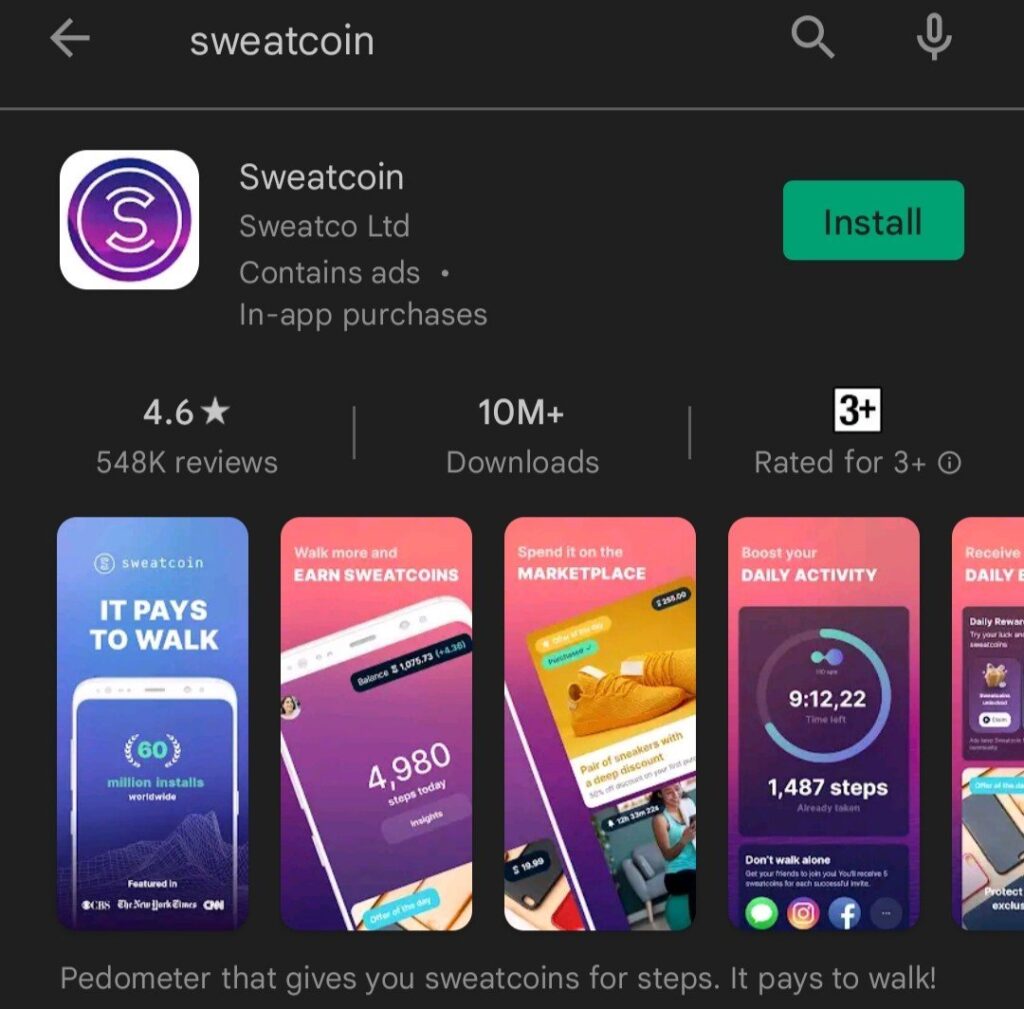 Sweatcoin app