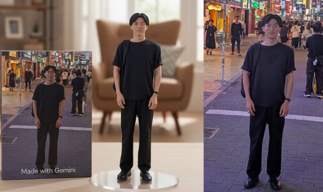 Geminiで生成したAIフィギュア化画像と、元画像の比較